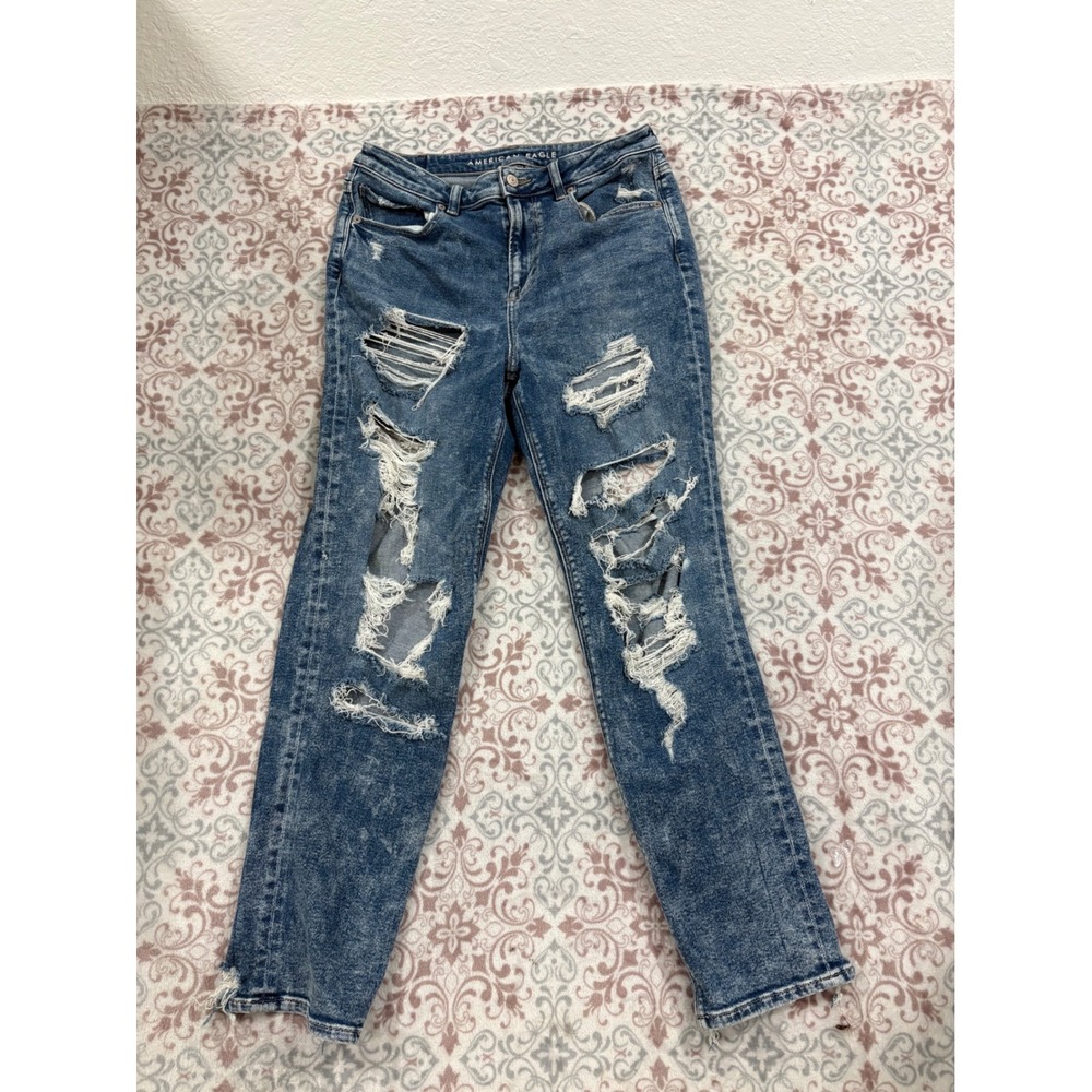 American Eagle Distressed Acid Wash Stretch Jeans Regular Standard Size 8